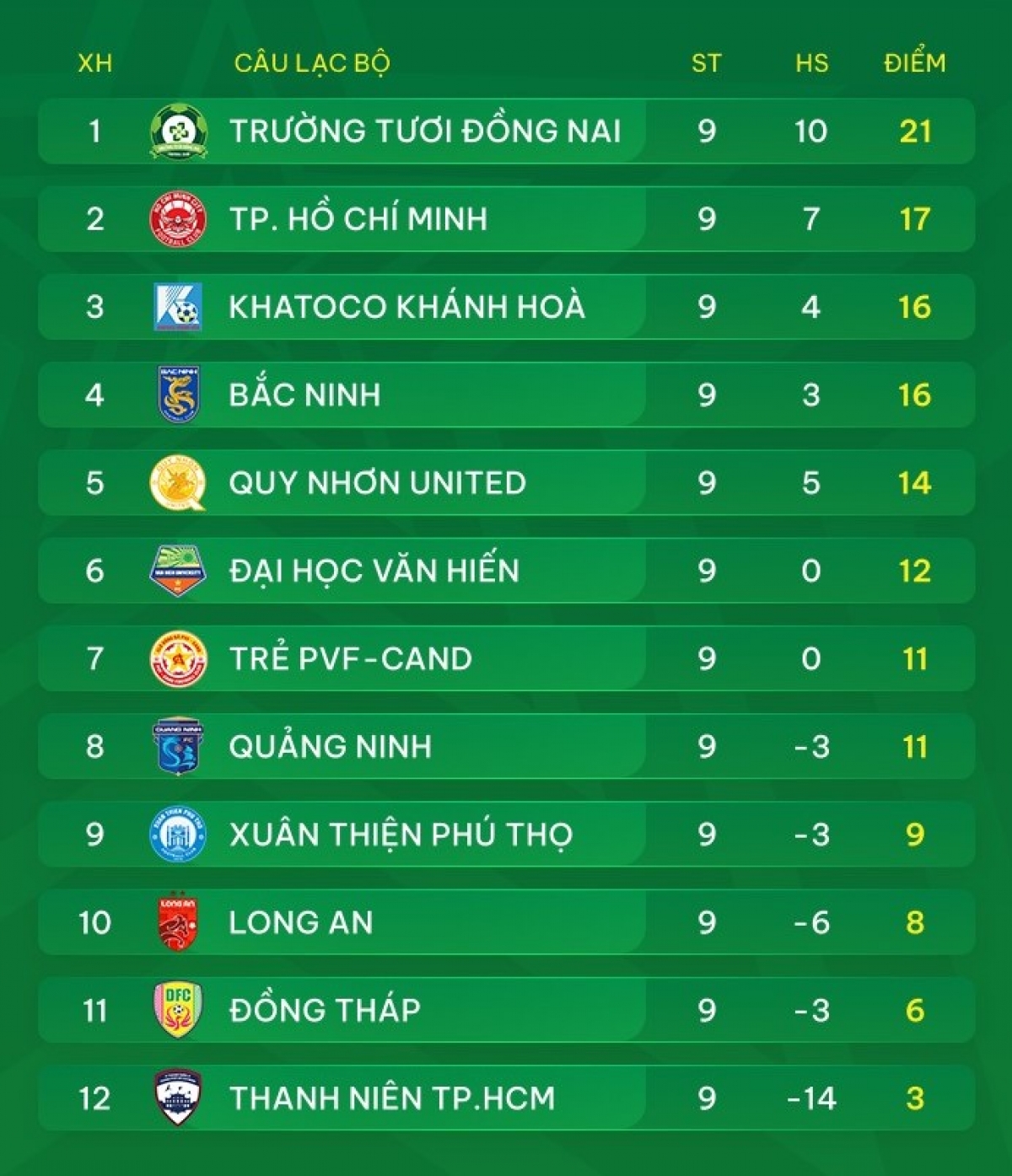 Đội đầu bảng đang bất bại sau 9 vòng đấu (Ảnh: VPF)