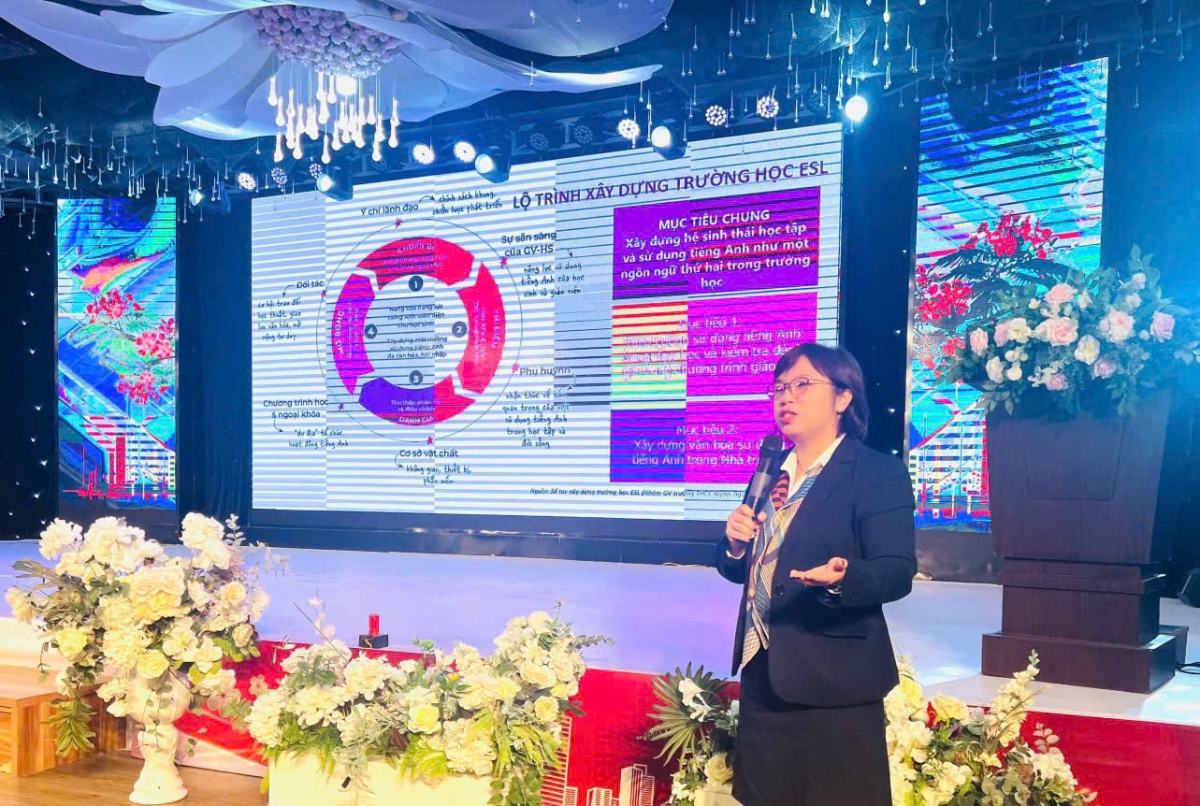 Cô Nguyễn Huyền Trang, Hiệu trưởng Trường Trung học Cơ sở Ngoại ngữ thuộc Trường Đại học Ngoại ngữ, Đại học Quốc gia Hà Nội (Ảnh: ULIS)