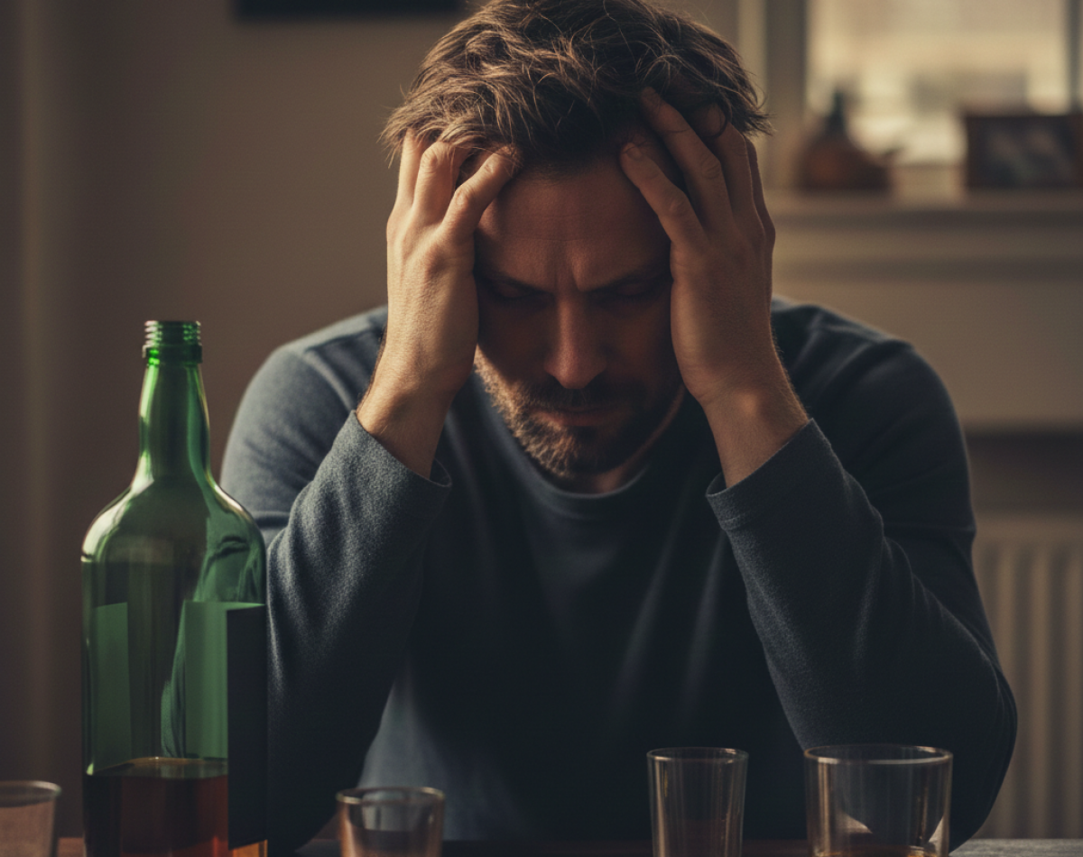 Lạm dụng rượu bia gây ảnh hưởng đến sức khỏe. Ảnh do AI tạo