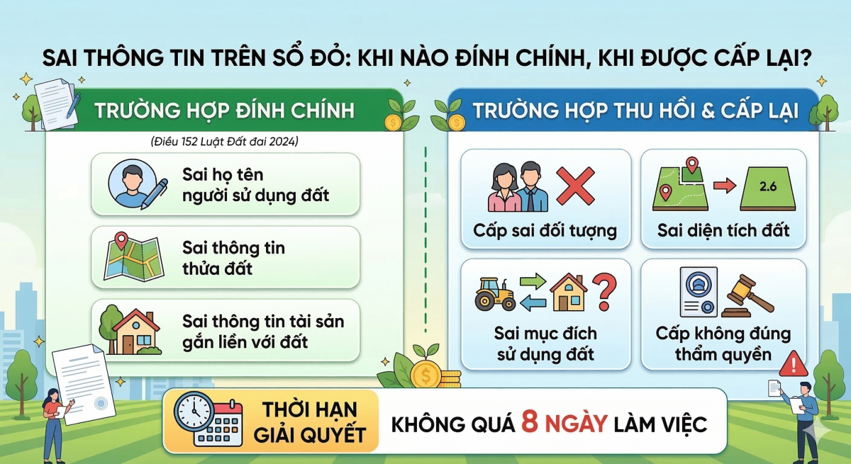 Pháp luật đất đai quy định cụ thể các trường hợp đính chính hoặc cấp lại sổ đỏ