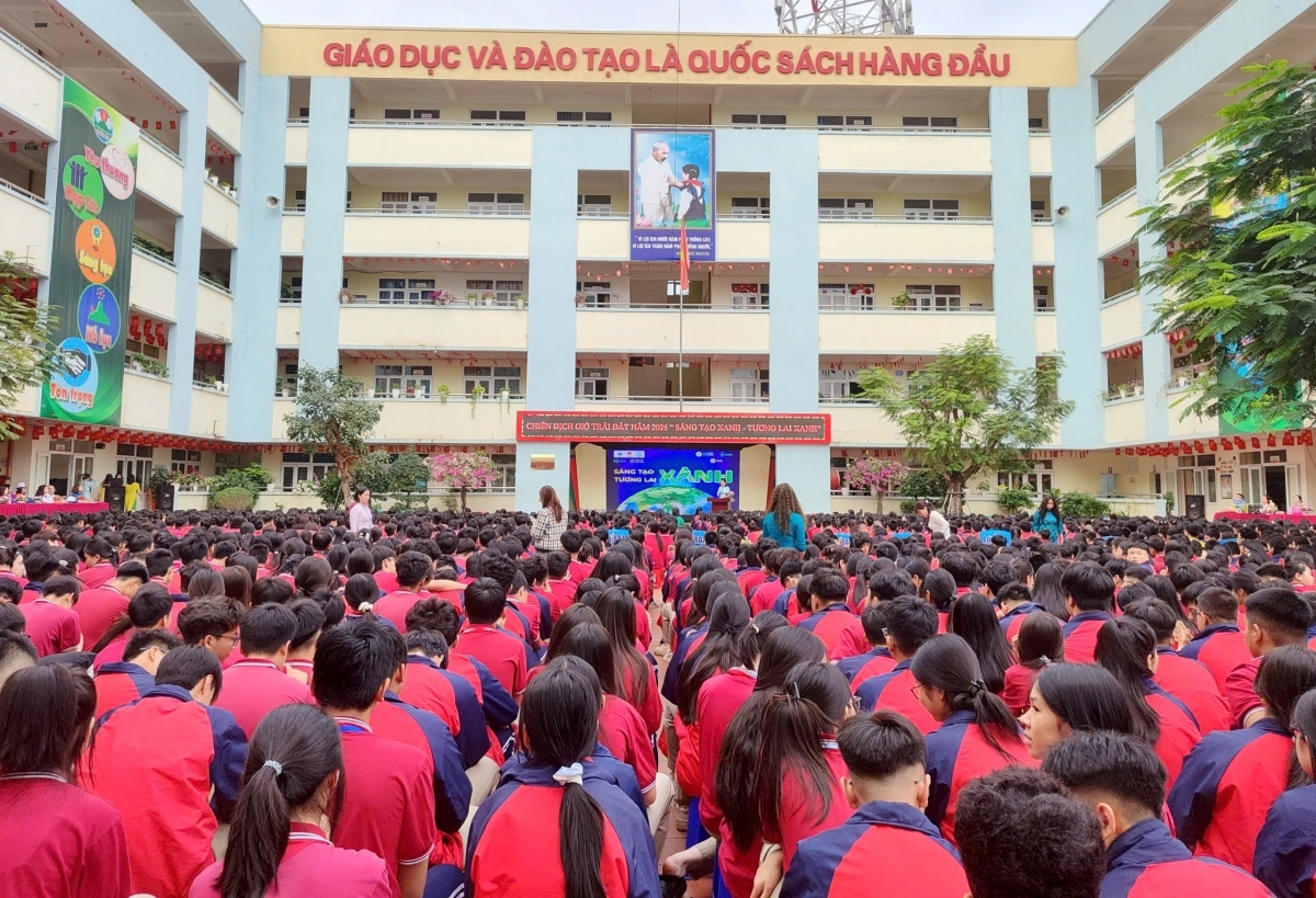 Buổi ngoại khóa của trường THCS Lê Văn Tám, tỉnh Quảng Ninh về thông điệp
"Sáng tạo xanh, tương lai xanh" 