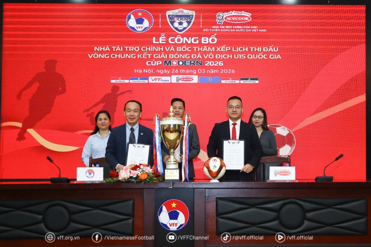 Công ty Acecook Việt Nam tiếp tục đồng hành cùng VCK giải bóng đá U15 VĐQG (ảnh: VFF)