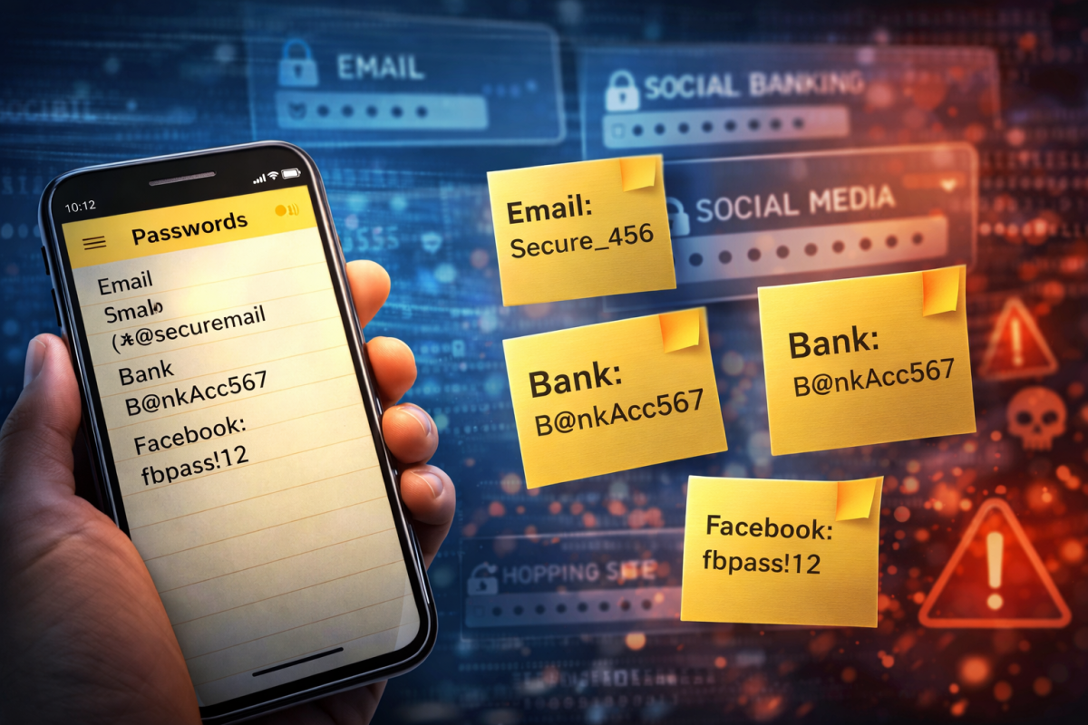 Ghi lại toàn bộ mật khẩu vào phần ghi chú của điện thoại - thói quen tiềm ẩn nhiều rủi ro