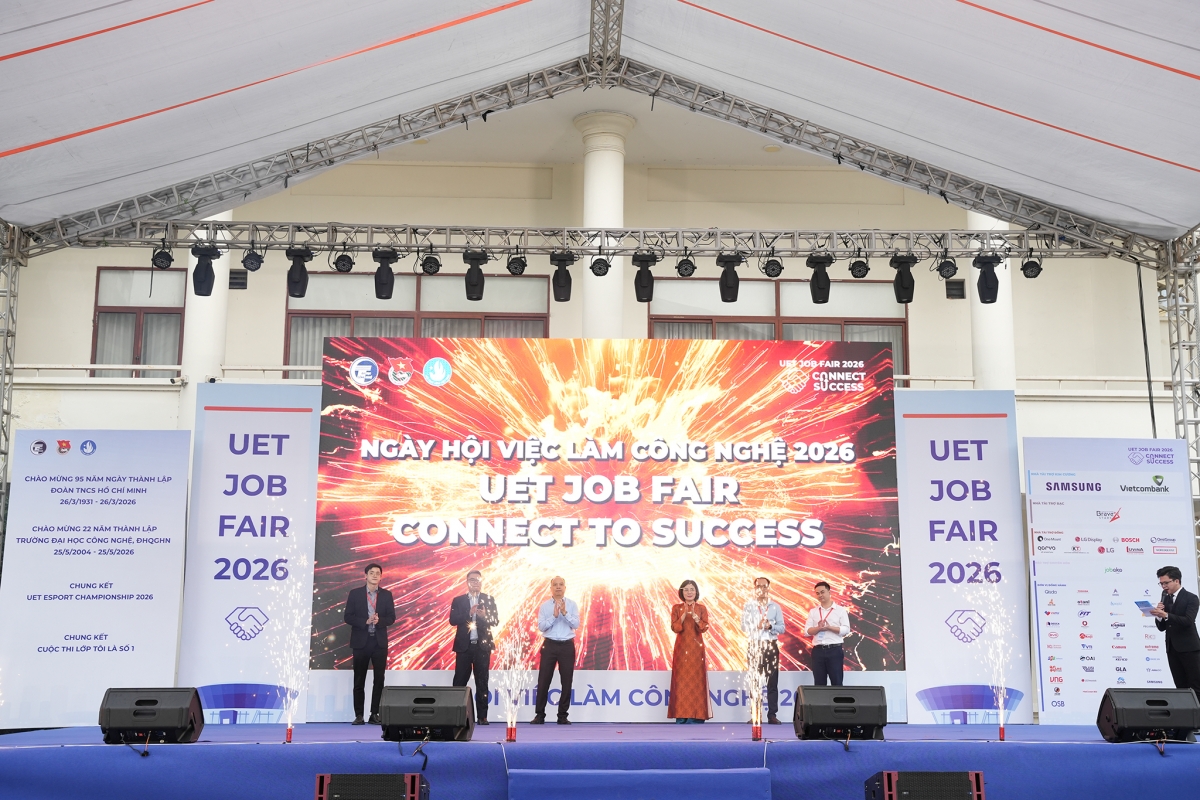 "Ngày hội việc làm – Kết nối thành công (Job Fair 2026)" quy tụ 63 doanh nghiệp trong nhiều lĩnh vực
(Ảnh: UET)