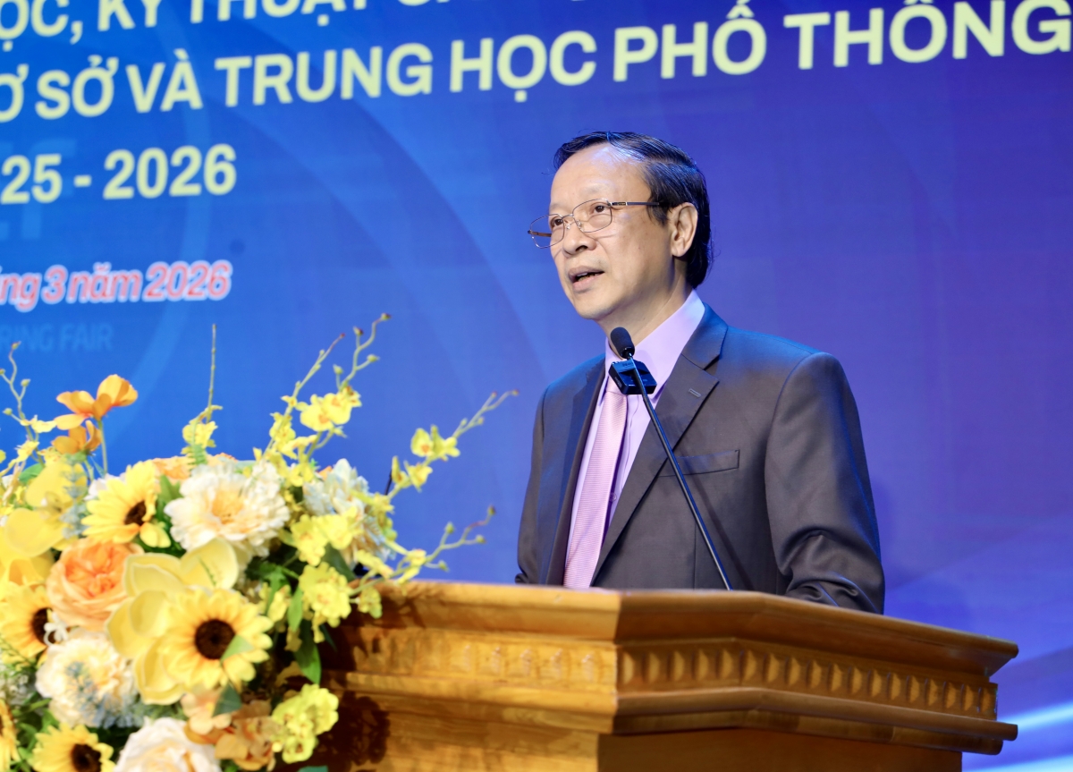 Thứ trưởng thường trực Bộ GD-ĐT Phạm Ngọc Thưởng, Trưởng Ban Chỉ đạo Cuộc thi phát biểu
(Ảnh: BTC)​​​​​