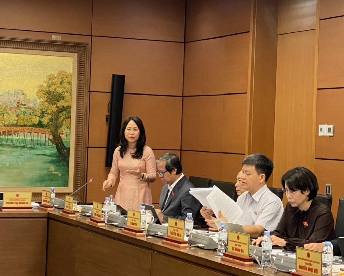 Bà Lâm Thị Phương Thanh, Bộ trưởng Bộ Văn hóa, Thể thao và Du lịch phát biểu trong phiên thảo luận tại tổ về Dự thảo Nghị quyết của Quốc hội về phát triển văn hóa Việt Nam 