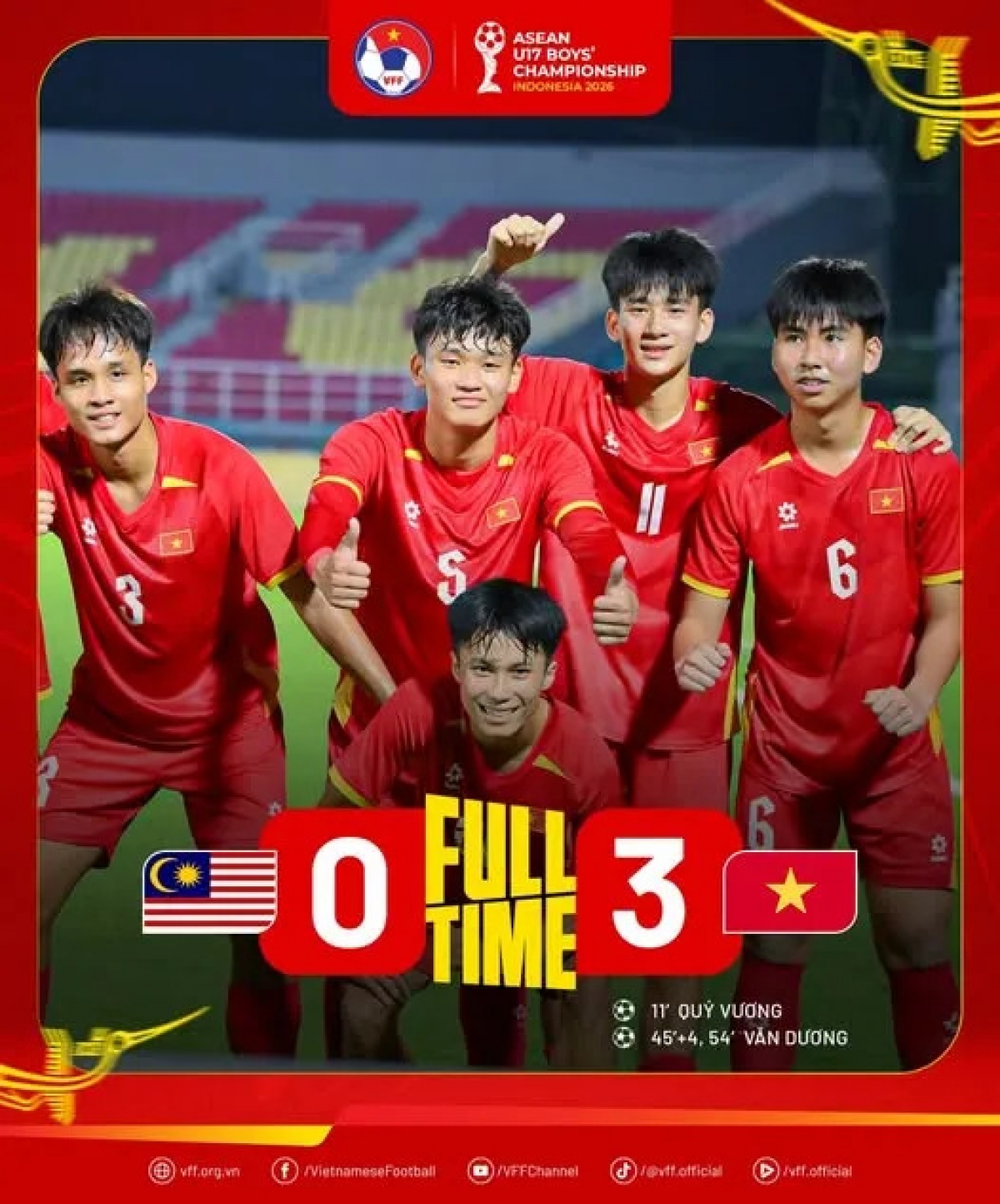 U17 Việt Nam lần thứ 4 vô địch Đông Nam Á. Ảnh: VFF.