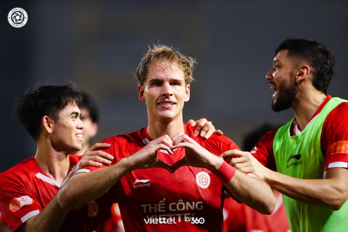 Tiền vệ Wesley Nata ghi bàn thắng duy nhất mang về chiến thắng cho đội nhà (Ảnh Thể Công Viettel)