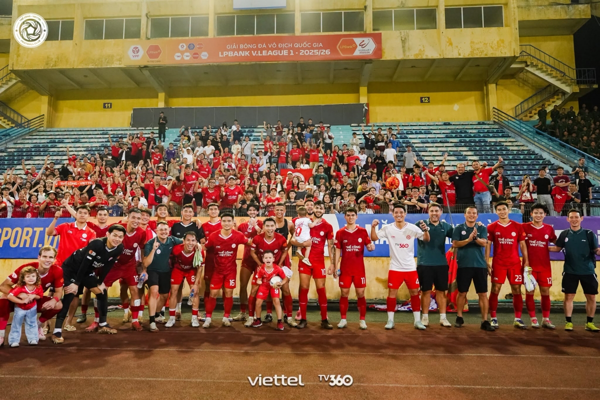 Thể Công Viettel giành trọn 3 điểm trên sân nhà để tiếp tục bám đuổi ngôi đầu (Ảnh Thể Công Viettel)