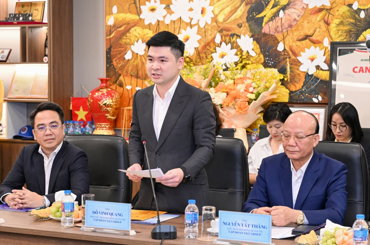 Phó Chủ tịch T&amp;T Group Đỗ Vinh Quang nhấn mạnh hiệu quả thực tiễn của mô hình hợp tác giữa Hiệp hội thể thao CAND và T&amp;T Group (ảnh: BTC)