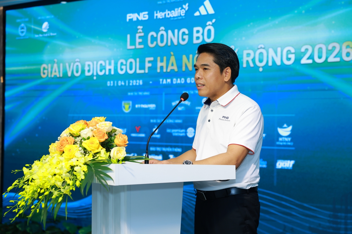 Ông Tô Ninh - Chủ tịch Hội golf TP Hà Nội tại lễ công bố giải Vô địch Golf Hà Nội Mở rộng 2026
(ảnh: HNGA)