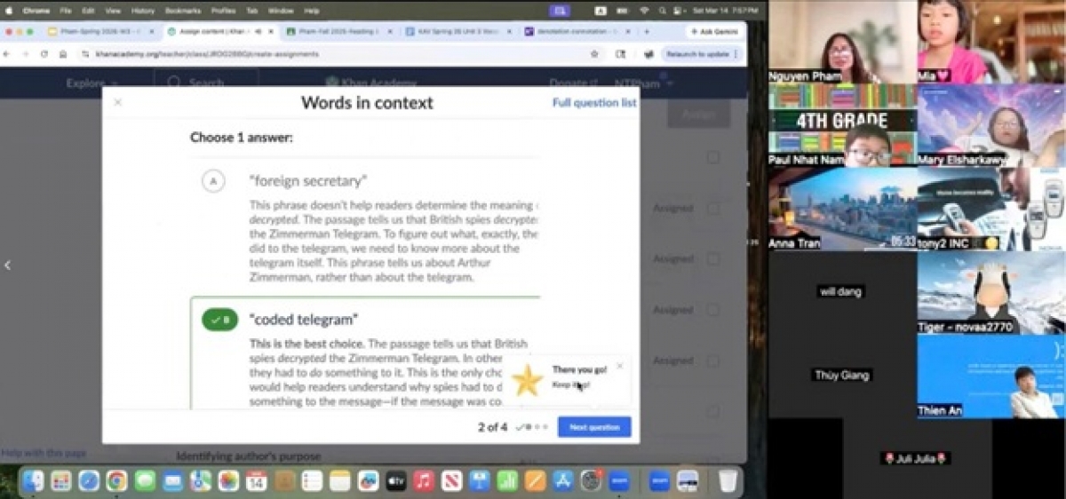 Lớp học mở Tiếng Anh do cô Nguyên Phạm đứng lớp