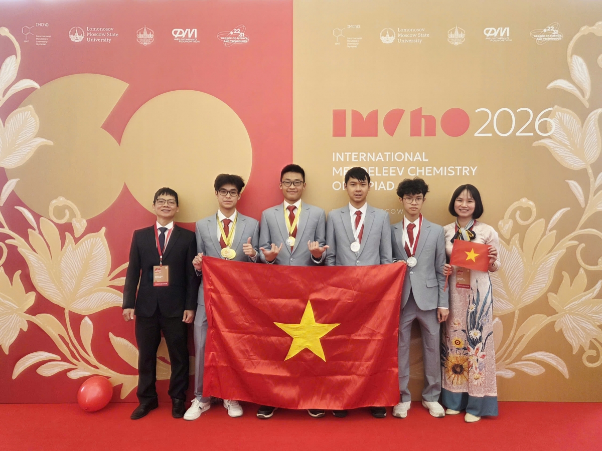 Đoàn Việt Nam tham dự Olympic Hóa học quốc tế Mendeleev (IMChO) lần thứ 60 năm 2026. Ảnh: Moet