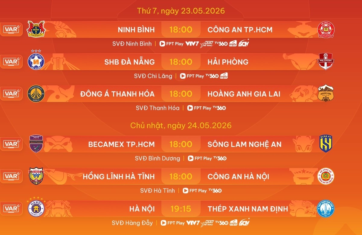 Lịch thi đấu 6 cặp còn lại thuộc vòng 24 (Ảnh: VPF)