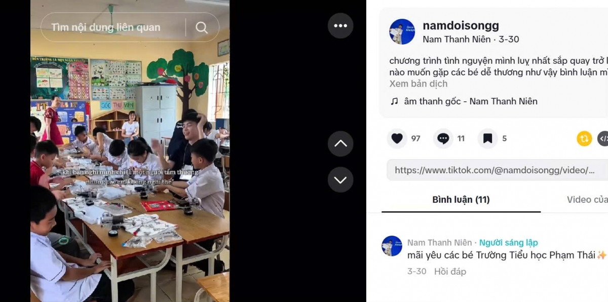   Chuyến đi tình nguyện lên vùng cao được chia sẻ trên trang Tiktok Nam Thanh Niên