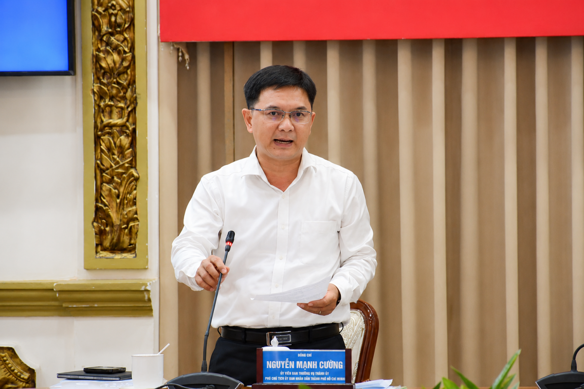Phó Chủ tịch UBND TP Hồ Chí Minh Nguyễn Mạnh Cường phát biểu tại buổi làm việc ( Ảnh MOET)
