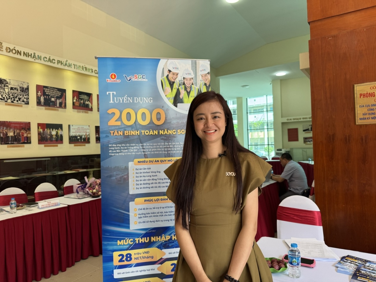 Bà Trần Kiều Trinh Giám đốc Tuyển dụng đào tạo Công ty cổ phần Đầu tư và Xây dựng SGC, thành viên Tập đoàn Vingroup (Ảnh: Thu Lương) 