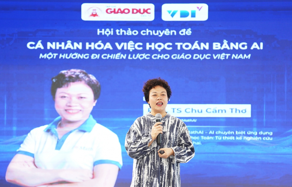 PGS.TS Chu Cẩm Thơ, Chủ nhiệm dự án VMathAI, nguyên Trưởng ban – Ban Nghiên cứu đánh giá giáo dục, Viện Khoa học giáo dục Việt Nam (Ảnh BTC)
