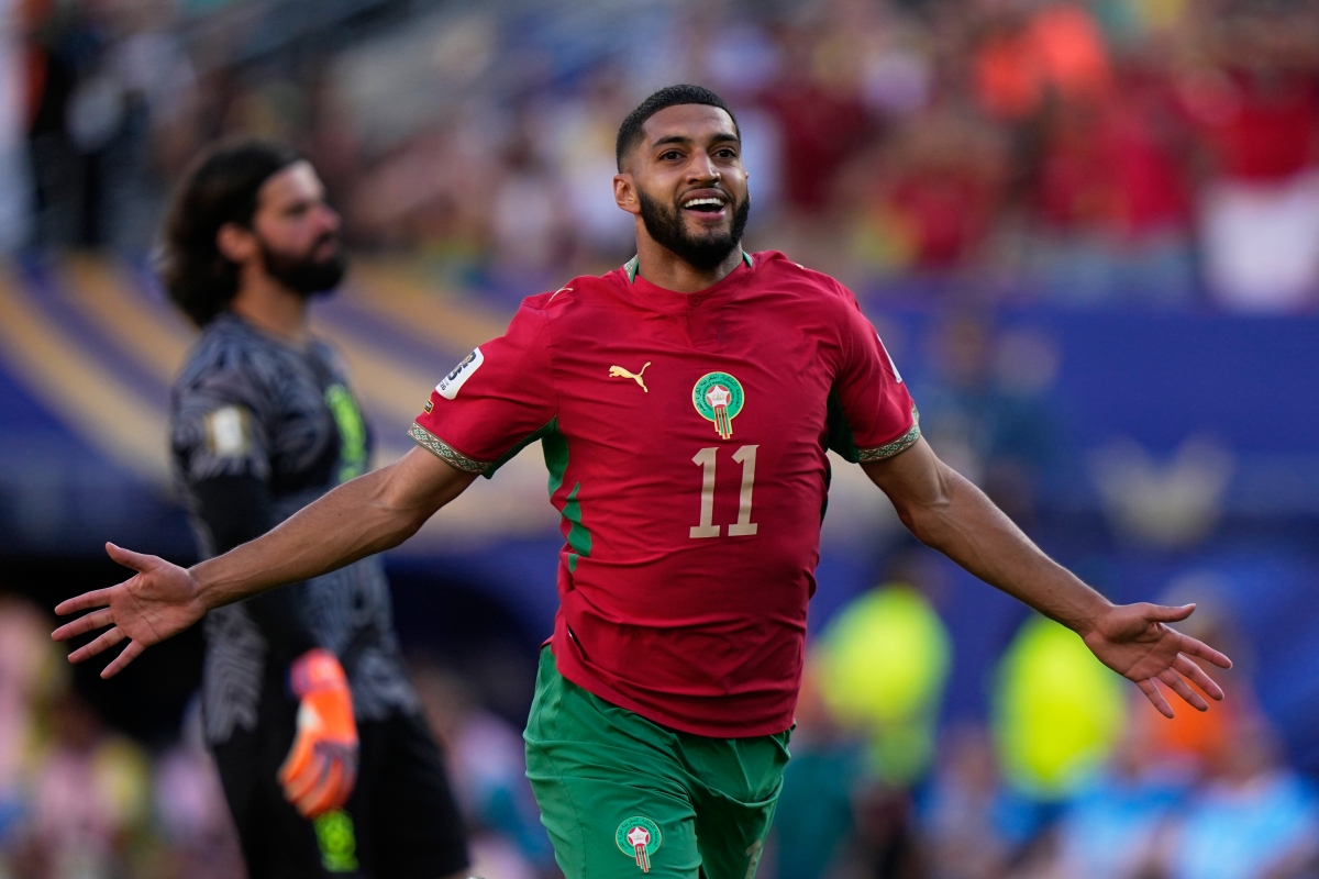 Ismael Saibari đưa Morocco vươn lên dẫn trước ngay phút 17 (Ảnh: AP)