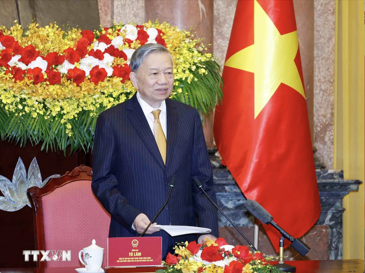 Tổng Bí thư, Chủ tịch nước Tô Lâm phát biểu tại buổi gặp mặt - Ảnh: TTXVN
