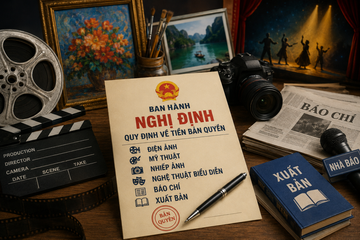 Nghị định mới của Chính phủ quy định về tiền bản quyền trong các lĩnh vực văn hóa, nghệ thuật. (Ảnh có dùng AI)