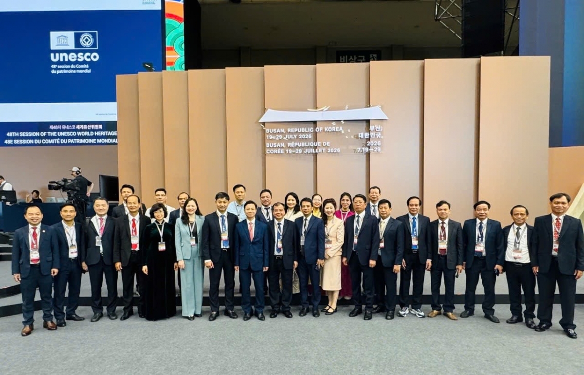 Đoàn Việt Nam tham dự kỳ họp thứ 48 của Ủy ban Di sản Thế giới tại Hàn Quốc. Ảnh: Nguyễn Viết Cường