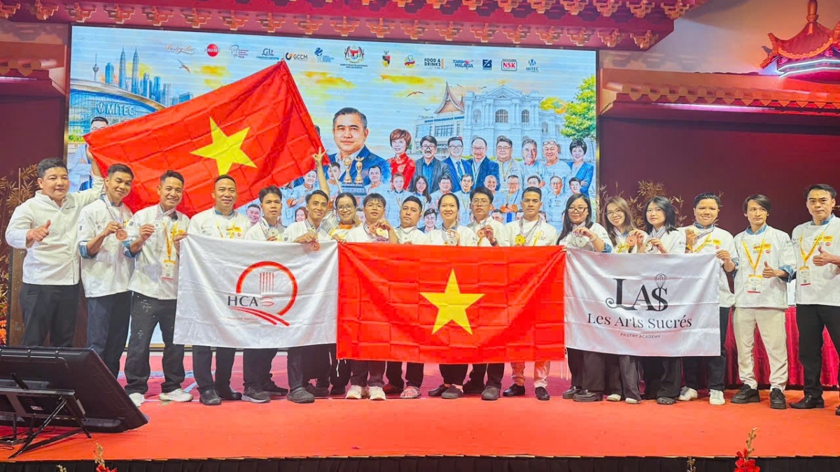 Đội tuyển Hội Đầu bếp Hà Nội tham dự Cuộc thi Thử thách Ẩm thực Toàn cầu lần thứ 5. Ảnh: BTC