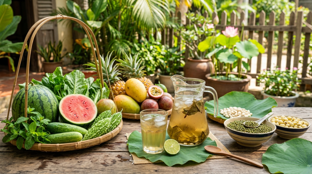 Các thực phẩm có tác dụng giải nhiệt trong mùa hè. Ảnh minh họa