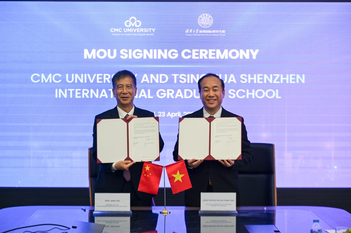 Trường Đại học CMC ký kết hợp tác với Trường Quốc tế sau đại học Thanh Hoa Thâm Quyến thuộc Đại học Thanh Hoa ( Ảnh CMC)