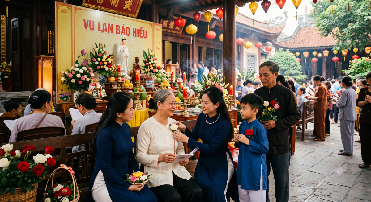 Trong gia đình truyền thống, cốt lõi của gia phong chính là đạo hiếu. (Ảnh minh họa có sử dụng AI)
