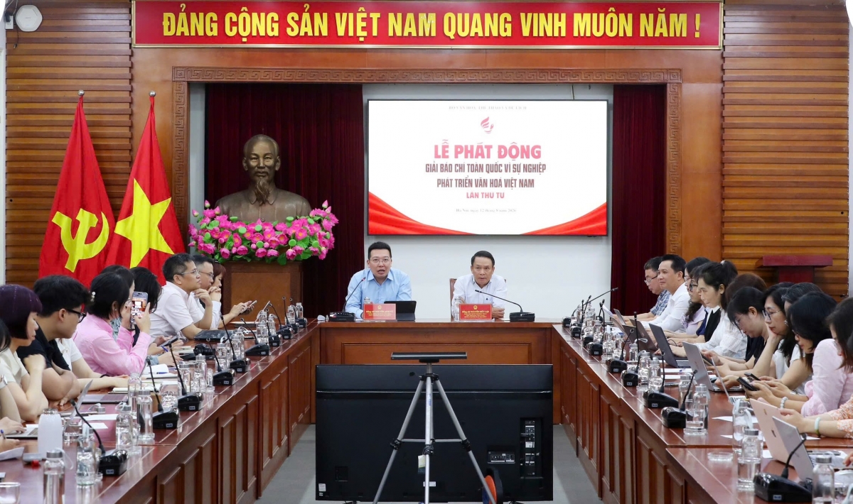 Lễ phát động Giải Báo chí toàn quốc “Vì sự nghiệp phát triển văn hoá Việt Nam” lần thứ Tư. (Ảnh: Trần Huấn)