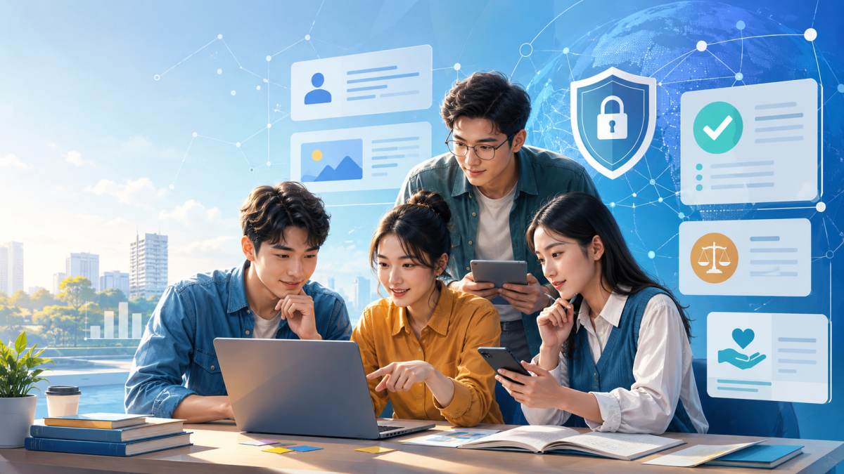 Người trẻ cần trang bị tư duy phản biện, kỹ năng bảo vệ dữ liệu, kiểm chứng thông tin và sử dụng AI có trách nhiệm để trở thành công dân số. (Ảnh minh họa: AI)