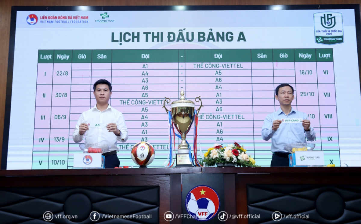 Bốc thăm xếp lịch thi đấu Giải bóng đá Vô địch lứa tuổi 16 quốc gia - Trường Tươi Cup 2026 (Ảnh: VFF)