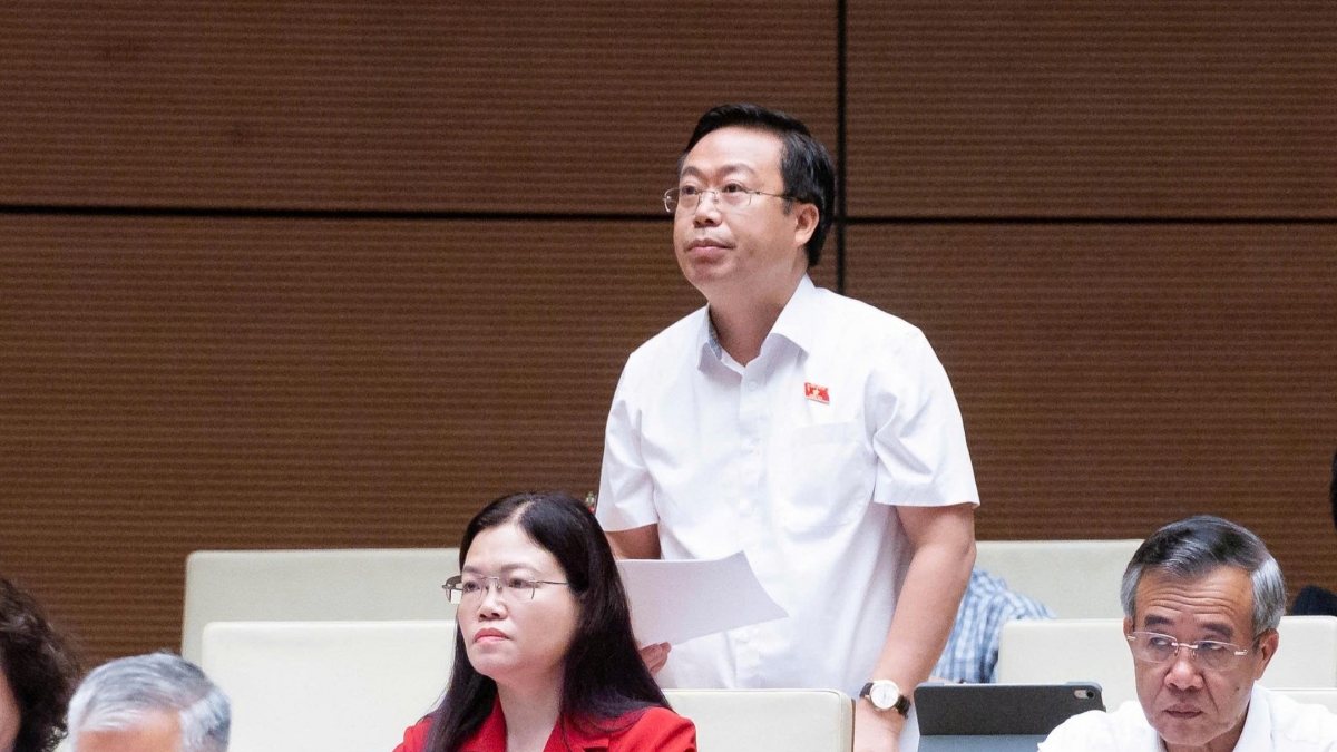 Đại biểu Nguyễn Đại Thắng (ĐBQH tỉnh Hưng Yên) phát biểu thảo luận về dự thảo Luật Phát triển đô thị tại hội trường ngày 11/8. ( Ảnh: Quốc hội)