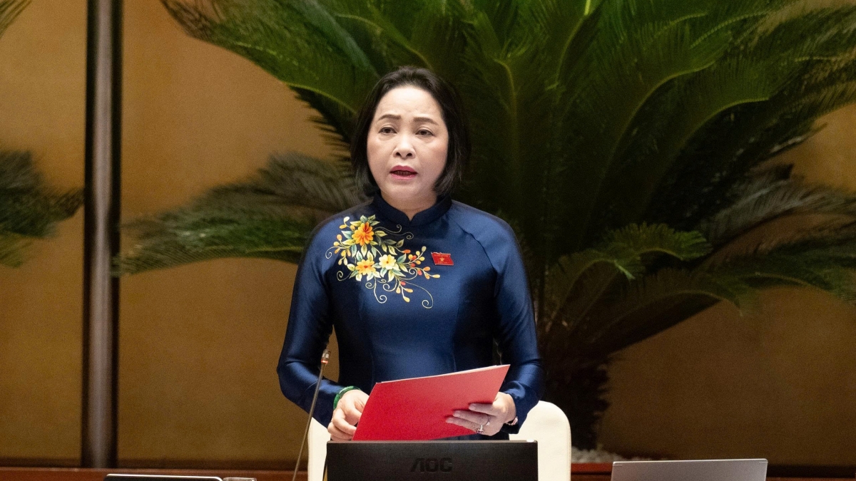 Phó Chủ tịch Quốc hội Nguyễn Thị Thanh điều hành phiên thảo luận tại hội trường về dự thảo Luật Hòa giải ở cơ sở (sửa đổi). Ảnh: Quốc hội