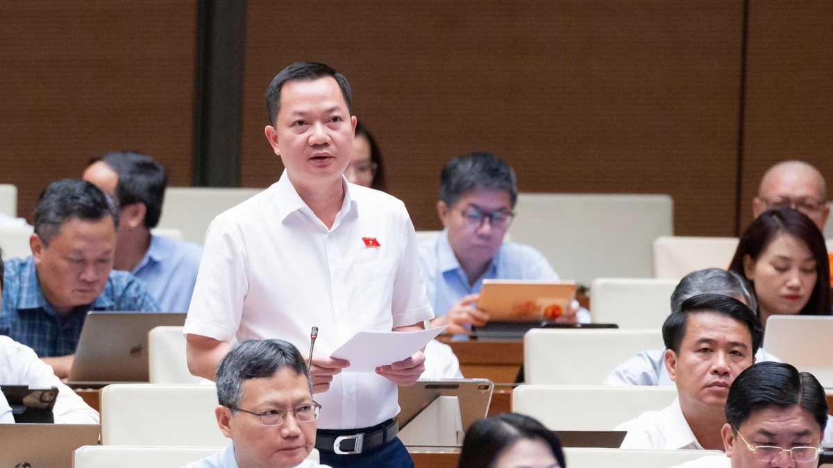 Đại biểu Trịnh Xuân An (ĐBQH TP Đồng Nai) phát biểu thảo luận về dự thảo Luật Phát triển đô thị tại hội trường ngày 11/8. (Ảnh: Quốc hội)