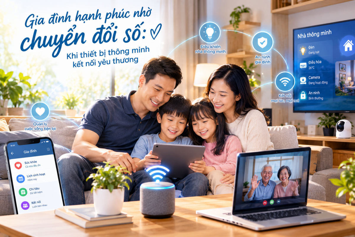 Thay vì “sợ hãi”, hãy biến công nghệ thành phương tiện phục vụ hạnh phúc gia đình. (Ảnh có dùng AI)