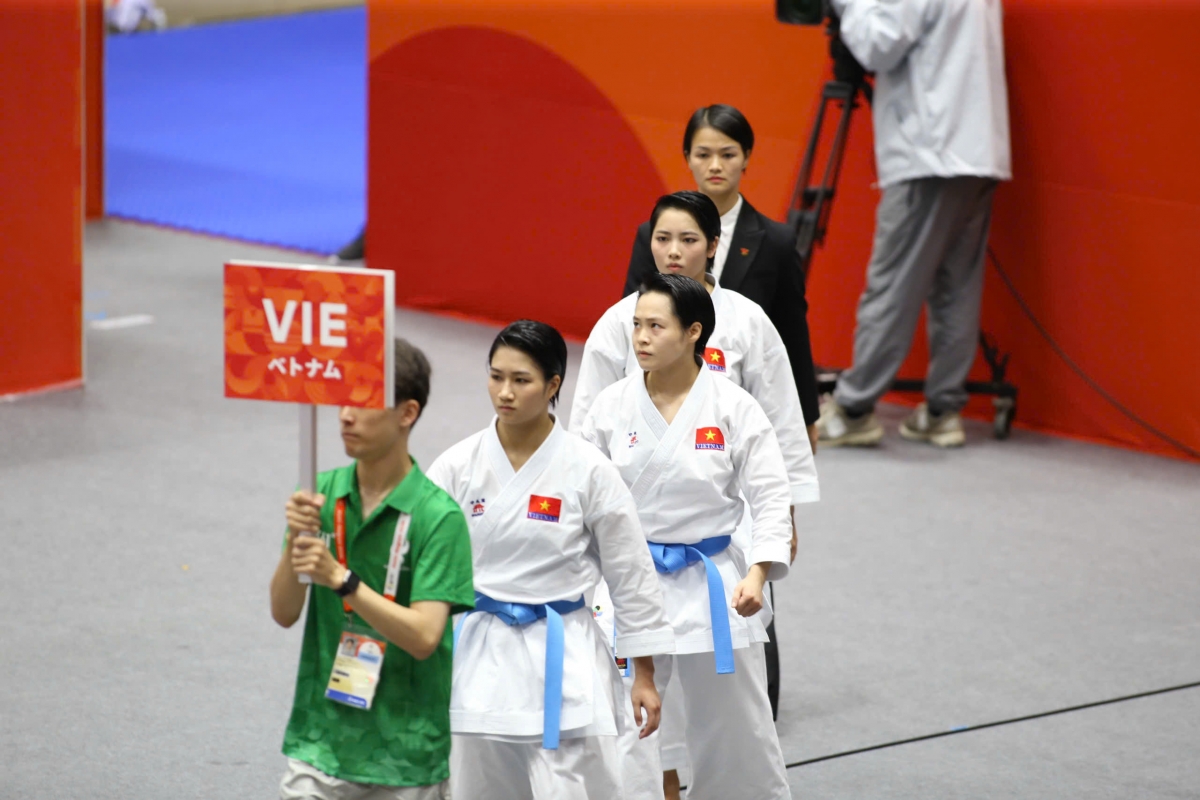 Tuyển Kata nữ Việt Nam trải qua một hành trình hoàn hảo tại ASIAD 20 (Ảnh: Quý Lượng)