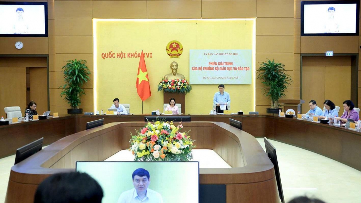 Phiên giải trình Bộ trưởng Bộ GD-ĐT do Ủy ban Văn hóa và Xã hội của Quốc hội tổ chức, sáng 20/9. Ảnh: Quốc hội