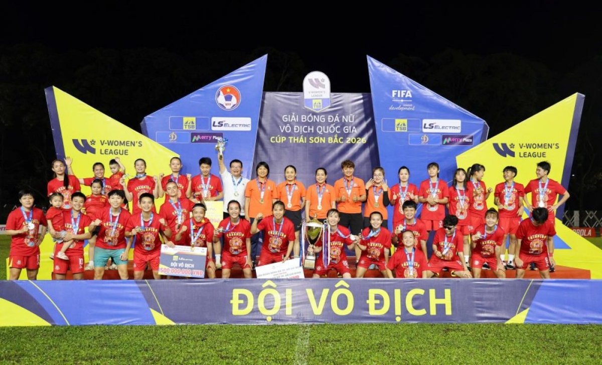 CLB nữ TP.HCM I lần thứ 8 liên tiếp đăng quang Giải bóng đá nữ VĐQG - Cúp Thái Sơn Bắc 2026 (Ảnh VFF)