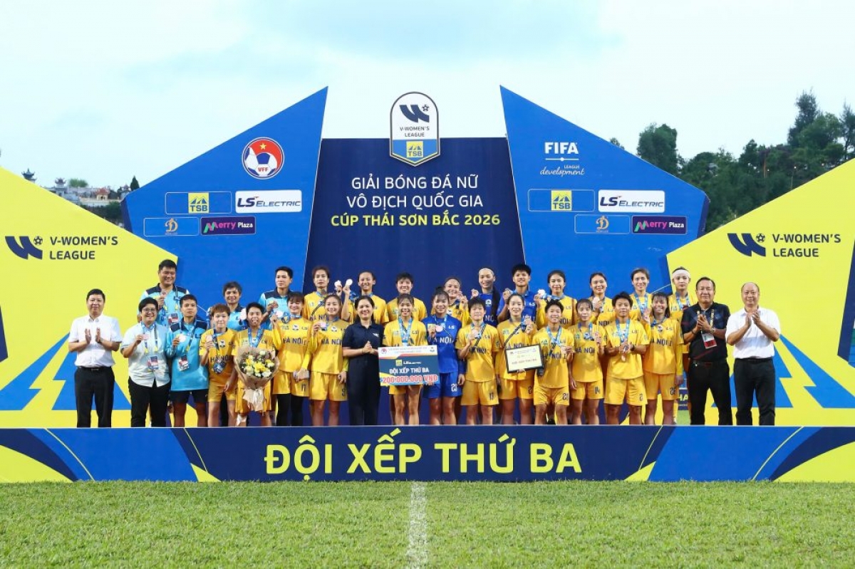 Hà Nội I giành vị trí thứ 3 vô địch Giải bóng đá nữ VĐQG – Cúp Thái Sơn Bắc 2026 (Ảnh VFF)