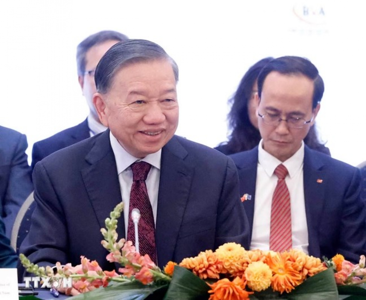 Tổng Bí thư, Chủ tịch nước Tô Lâm phát biểu tại Tọa đàm (Ảnh: TTXVN)
