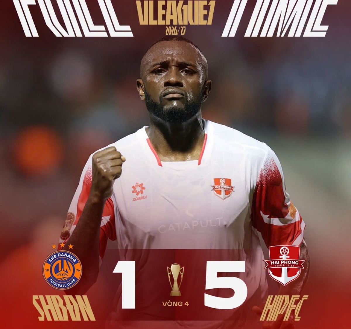 Joel Tagueu lập hattrick vào lưới đội chủ sân Chi Lăng (Ảnh: VPF)