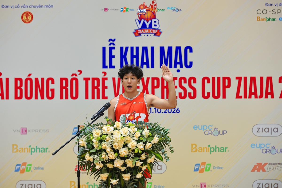 Đại diện vận động viên phát biểu tuyên thệ (Ảnh: BTC)