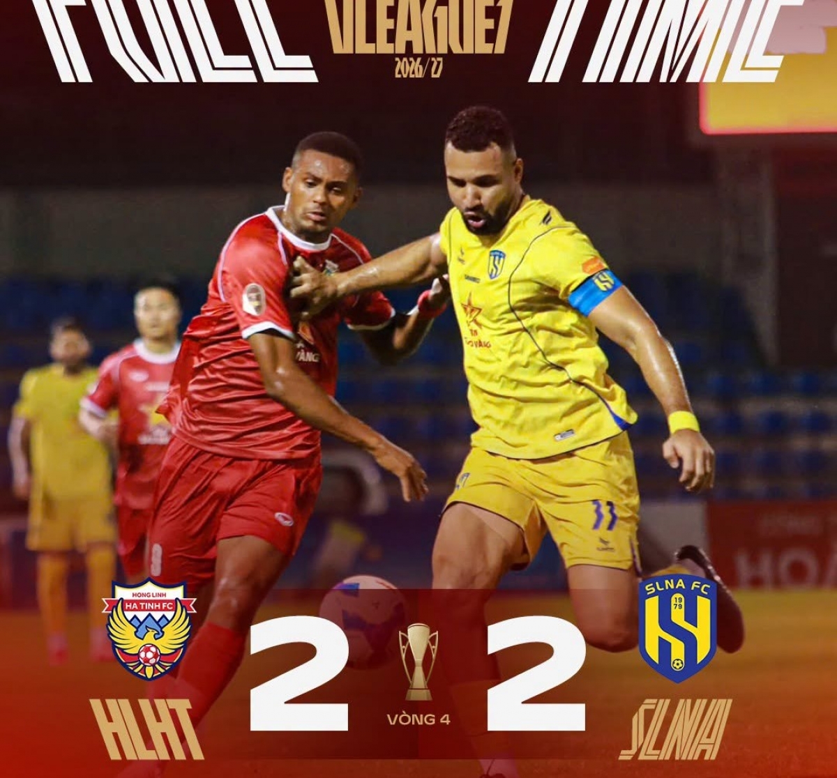 SLNA không giữ được lợi thế lớn trong trận derby Nghệ Tĩnh (Ảnh: VPF)